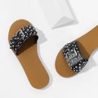 Romwe Buckle Front Pu Slippers With Studded