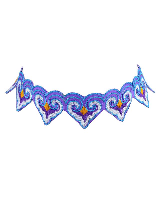 Romwe Purple Ethnic Jewelry Tattoos Choker Necklace Handmade