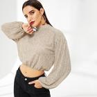 Romwe Mock Neck Tie Back Sweatshirt