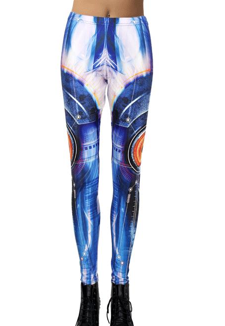 Romwe Blue Slim Eye Print Legging