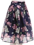 Romwe Flower Print Box Pleated Midi Skirt