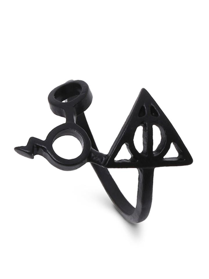 Romwe Black Deathly Hallows Shaped Ring