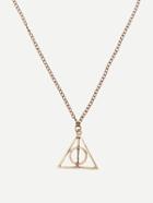 Romwe Antique Brass Deathly Hallows Pendant Necklace