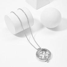 Romwe Clover Detail Round Pendant Necklace