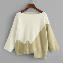 Romwe Colorblock Round Neck Sweater