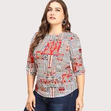 Romwe Plus Graphic Print Tee