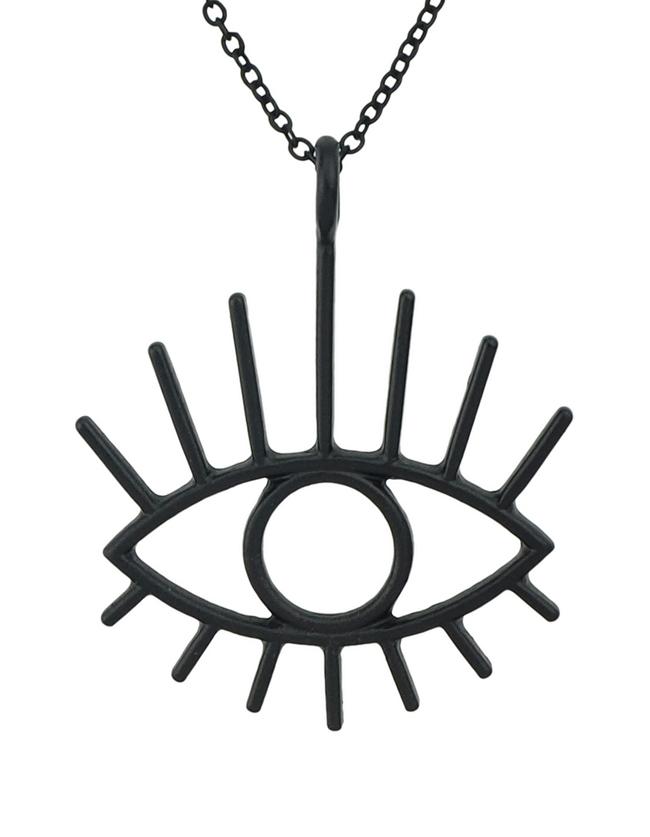 Romwe Punk Style Black Alloy Eye Neckalce