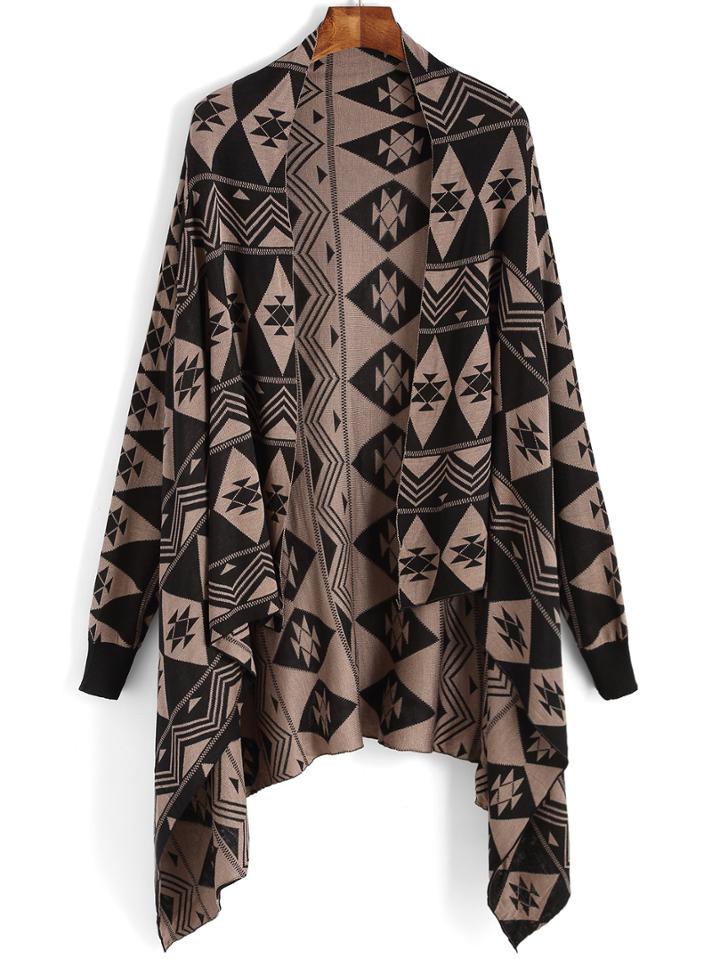 Romwe Tribal Print Loose Cardigan