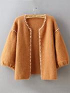 Romwe Knit Bead Khaki Coat