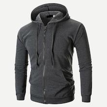 Romwe Guys Solid Zip Up Hoodie