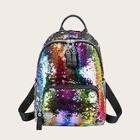 Romwe Rainbow Sequins Decor Backpack