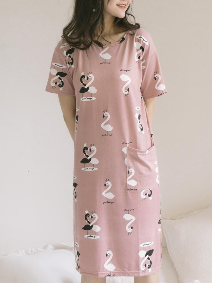 Romwe Swan Print Night Dress