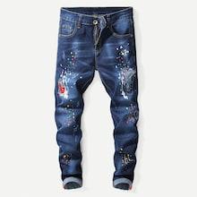 Romwe Men Paint Splatter Destroyed Jeans