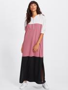 Romwe Color Block Side Split Maxi Sweatshirt Dress