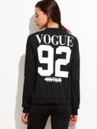 Romwe Black Varsity Print Zipper Front Sports Jacket