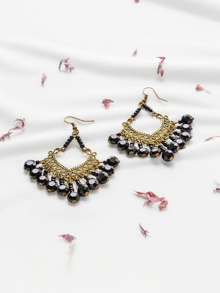 Romwe Gemstone Statement Earrings