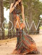 Romwe Halter Backless Tribal Print Maxi Dress
