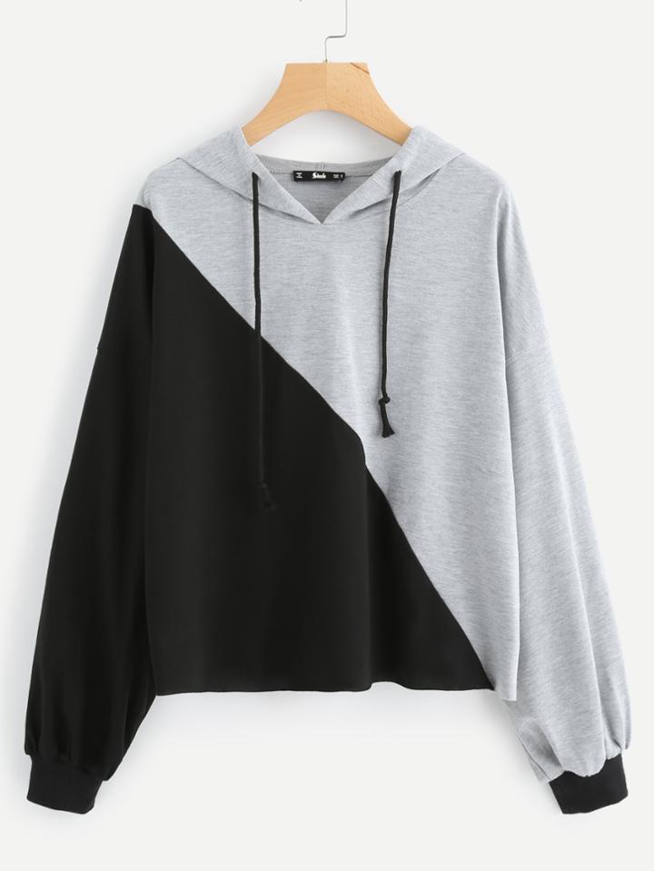 Romwe Two Tone Heather Knit Hoodie