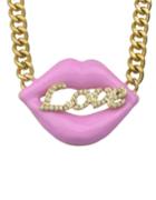 Romwe Pink Mouth Lovependant Necklace