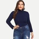 Romwe Plus High Neck Slim Fitted Jumper