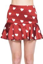 Romwe Hearts Print Flouncing Bodycon Skirt