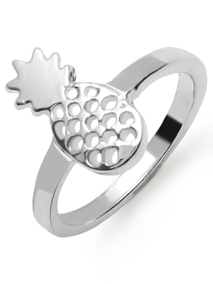Romwe Silver Hollow Out Pineapple Ring