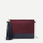 Romwe Tassel Detail Color-block Clutch With Chain