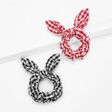 Romwe Bow Decorated Gingham Hair Tie 2pack