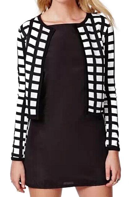 Romwe Romwe Open Front Chequer Short Coat