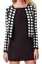 Romwe Romwe Open Front Chequer Short Coat