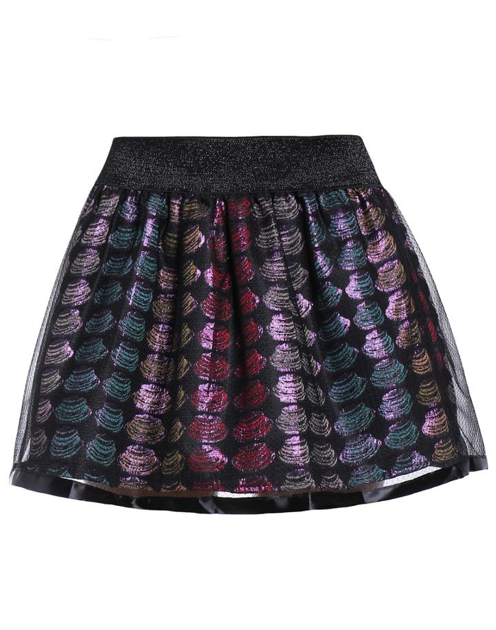 Romwe Hat Print Sheer Mesh Skirt