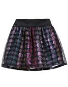Romwe Hat Print Sheer Mesh Skirt