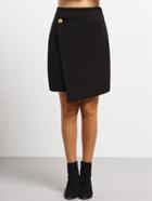Romwe Single Button Wrao Black Skirt