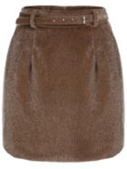 Romwe A Line Mohair Khaki Skirt