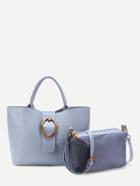 Romwe Contrast Buckle Tote Bag With Inner Pouch