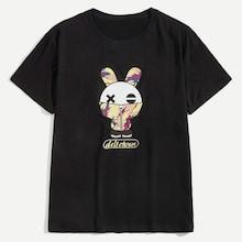 Romwe Guys Rabbit Print Tee