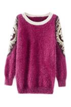 Romwe Embroidered Rose Jumper