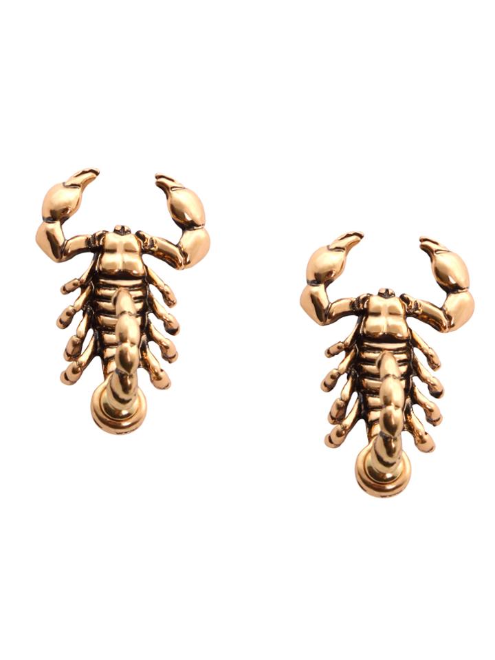 Romwe Antique Gold Scorpion Stud Earrings