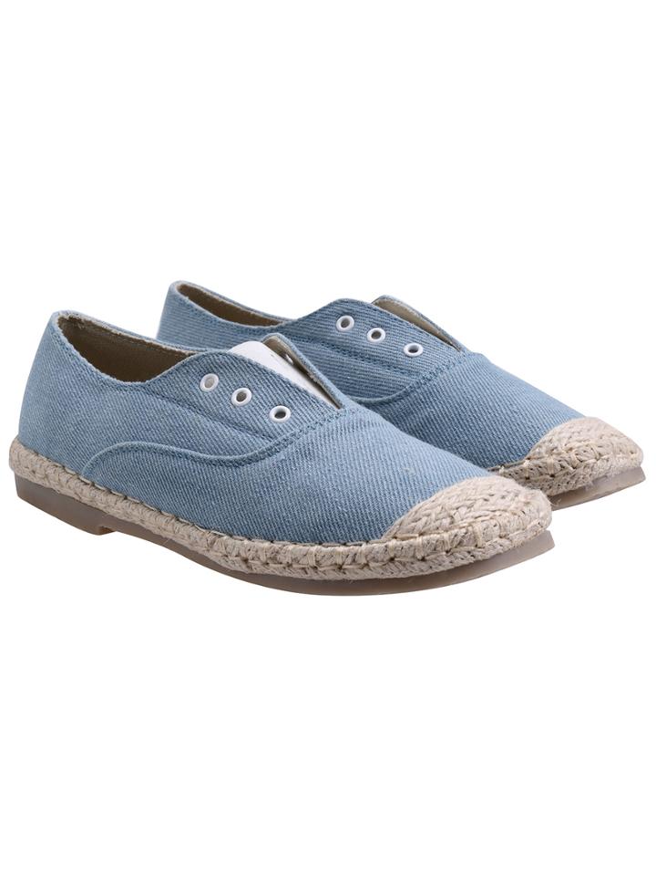 Romwe Light Blue Weave Embellished Casual Flats