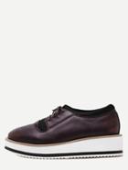 Romwe Burgundy Faux Leather Laser Out Platform Sneakers