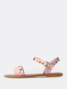 Romwe Single Band Floral Print Sandals Blush Multi