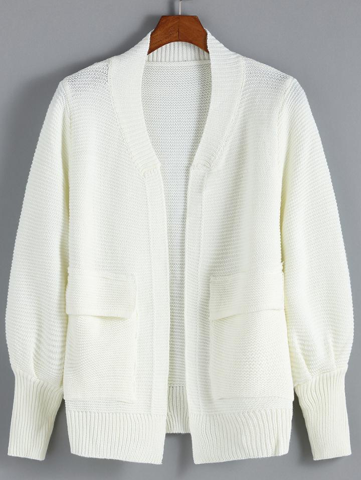 Romwe Pockets Open Front Coat
