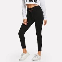 Romwe Knot Waist Solid Pants