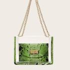 Romwe Snakeskin Pattern Clear Bag With Inner Pouch
