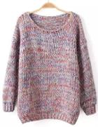 Romwe Chunky Loose Purple Sweater