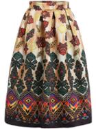 Romwe With Zipper Abstract Print Skirt