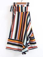 Romwe Lace Up Detail Asymmetrical Skirt