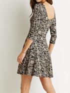 Romwe Black Scoop Neck Floral Backless Dress