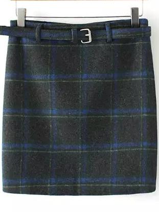 Romwe Elastic Waist Pleated Blue Skirt