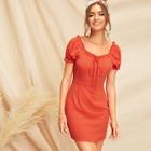 Romwe Frilled Trim Bow Front Dress